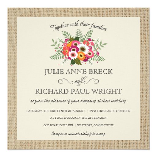 Rustic Burlap Elegant Wedding Invitations