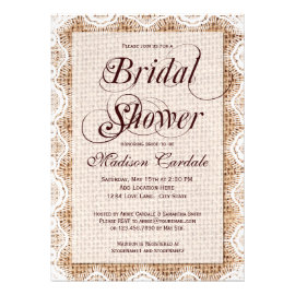Rustic Burlap Lace Bridal Shower Invitations Personalized Announcements