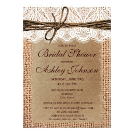 Rustic Burlap Lace Bridal Shower Invitations Custom Invites