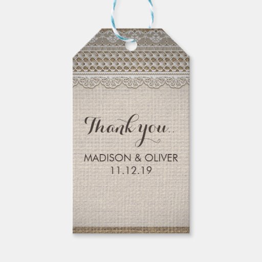 Rustic Burlap Lace Country Wedding Gift Tags Zazzle