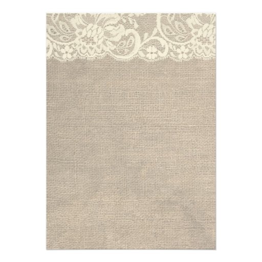 Rustic Burlap Lace Pearls Wedding Invitation