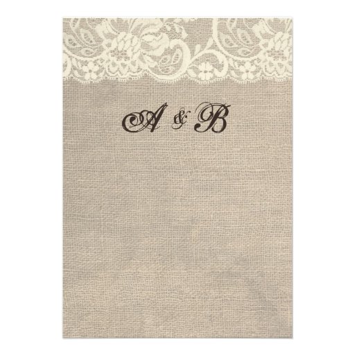 Rustic Burlap Lace Pearly Twine Wedding Invitation