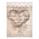 Rustic Burlap Lace Twine Heart Wedding Invitations