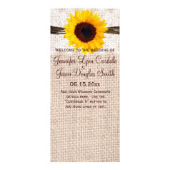 Rustic Burlap Lace Twine Sunflower Wedding Program Full Color Rack Card