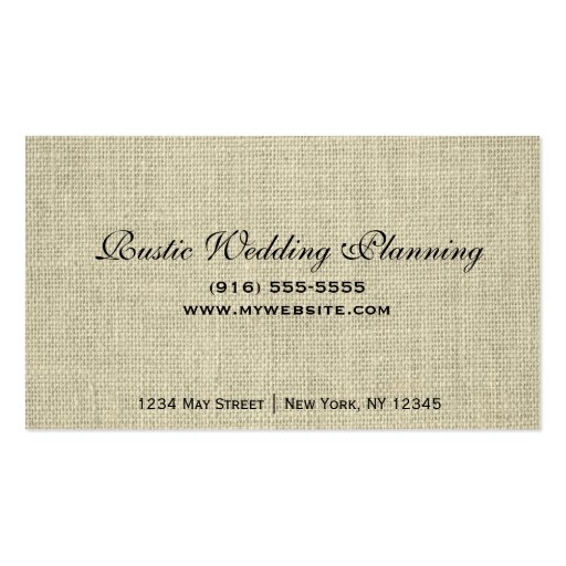 Rustic Burlap & Lace Wedding Planner Business Card (back side)