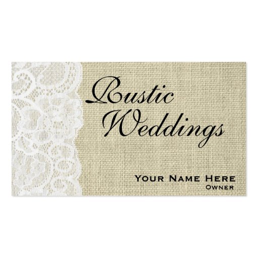 Rustic Burlap & Lace Wedding Planner Business Card (front side)