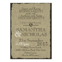 Rustic Burlap Look Wedding Announcements