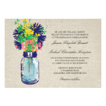 Rustic Burlap Mason Jar Wildflowers Wedding invitations