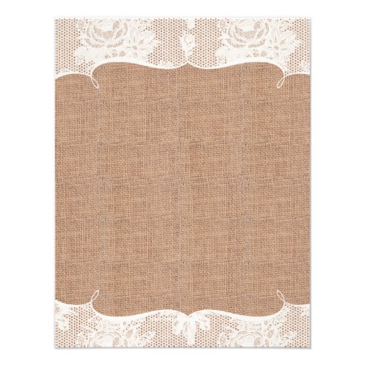 Rustic Burlap Print & Lace Reception Invitation