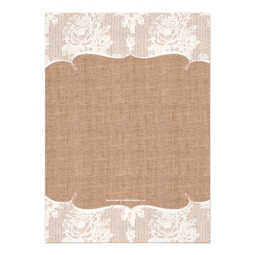 Rustic Burlap Print & Lace Wedding Invitation