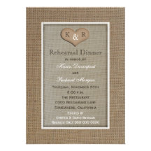 Rustic Burlap Rehearsal Dinner Invitation