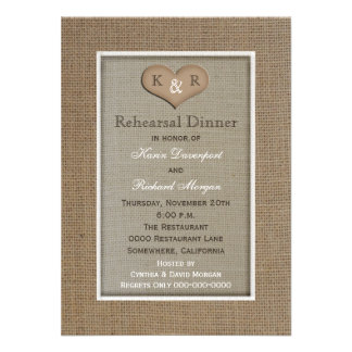 Rustic Burlap Rehearsal Dinner Invitation