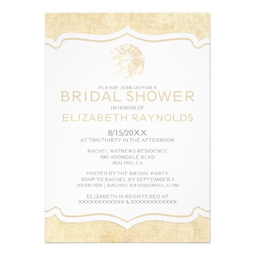 Rustic Burlap Sand Dollar Bridal Shower Invitation