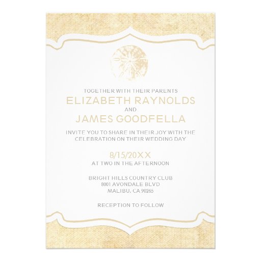 Rustic Burlap Sand Dollar Wedding Invitations