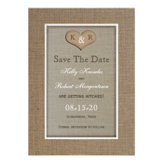 Rustic Burlap Save the Date Invitation