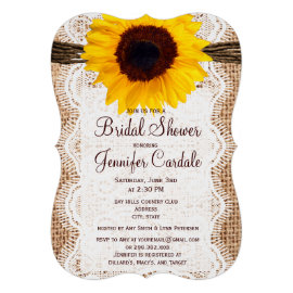 Rustic Burlap Sunflower Bridal Shower Invitations