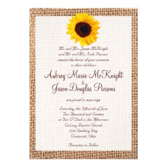 Rustic Burlap Sunflower Wedding Invitations