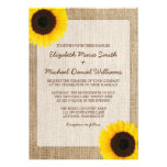 Rustic Burlap Sunflower Wedding Invitations