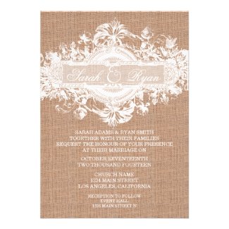 Rustic Wedding Burlap Lace Wedding Invitations