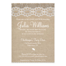 Rustic Burlap & Vintage Lace Baby Shower Invite