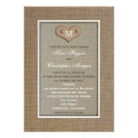 Rustic Burlap Wedding Invitation with Monogram