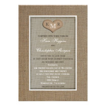 Rustic Burlap Wedding Invitation with Monogram invitations