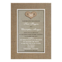 Rustic Burlap Wedding Invitation with Monogram
