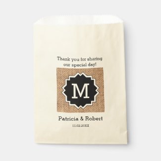 Rustic Burlap Wedding Thank You Monogram Favor Bags