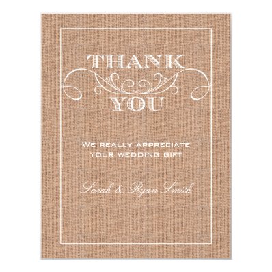 Rustic Burlarp Print Wedding Thank You Cards Invitations