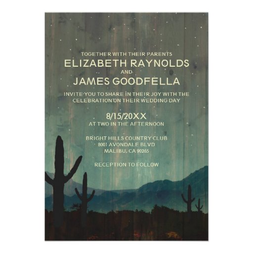 Rustic Cactus Wedding Invitations