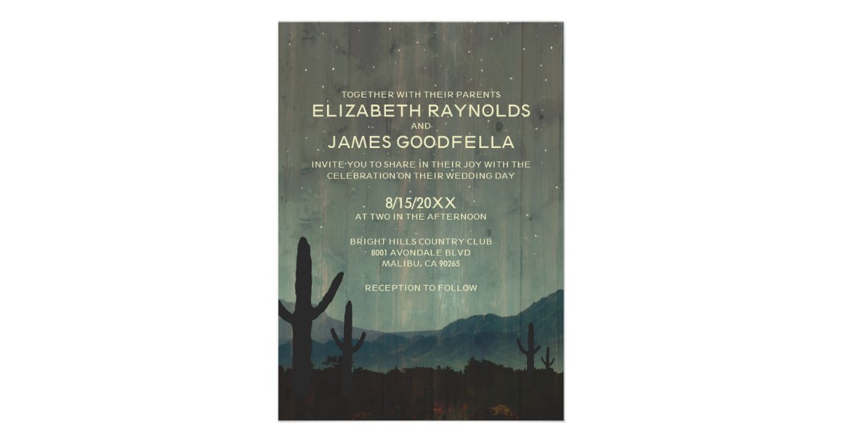 Rustic Cactus Wedding Invitations