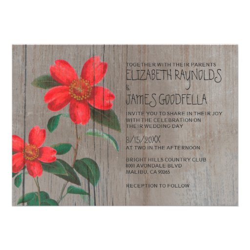 Rustic Camellia Wedding Invitations