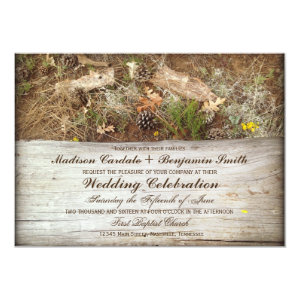 Rustic Camo and Wood Country Wedding Invitations