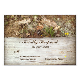 Rustic Camo and Wood Country Wedding RSVP Cards