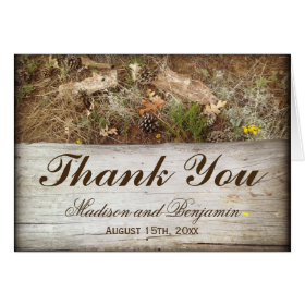Rustic Camo and Wood Wedding Thank You Card