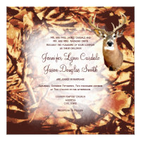 Rustic Camo Hunting Deer Antlers Wedding Invites