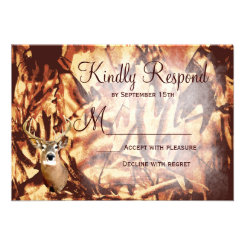 Rustic Camo Hunting Deer Antlers Wedding RSVP Personalized Invite