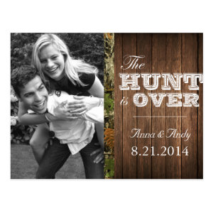 Rustic Camo Wood Save The Date Wedding Postcard