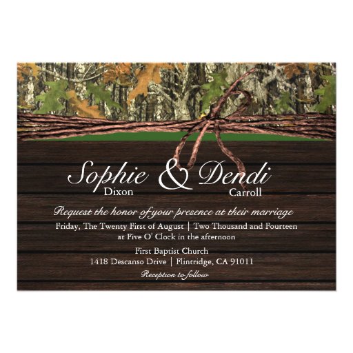 Rustic Camo Wood Wedding Invitation