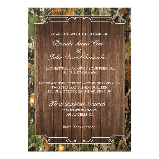 Rustic Camo Wood Wedding Invitation