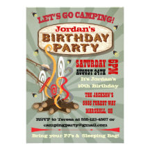 Rustic Camping Birthday Party Invitations