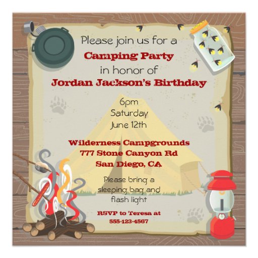 Rustic Camping Party Invitation