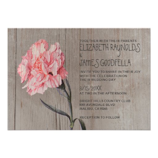 Rustic Carnations Wedding Invitations