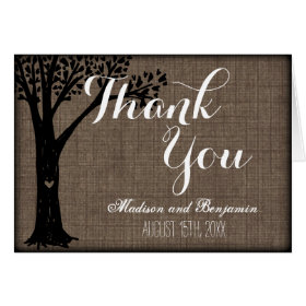 Rustic Carved Heart Tree Wedding Thank You Card