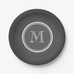 Rustic Chalkboard Background Monogram 7 Inch Paper Plate