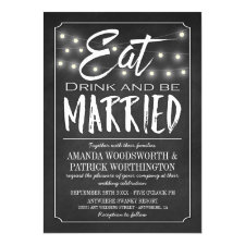 Rustic Chalkboard Eat Drink & Be Married Wedding 5x7 Paper Invitation Card