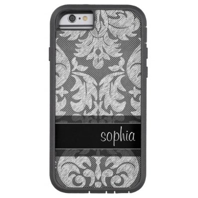 Rustic Chalkboard Lace Pattern Custom Name Tough Xtreme iPhone 6 Case