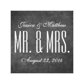 Rustic Chalkboard Style Wedding Stretched Canvas Stretched Canvas Prints