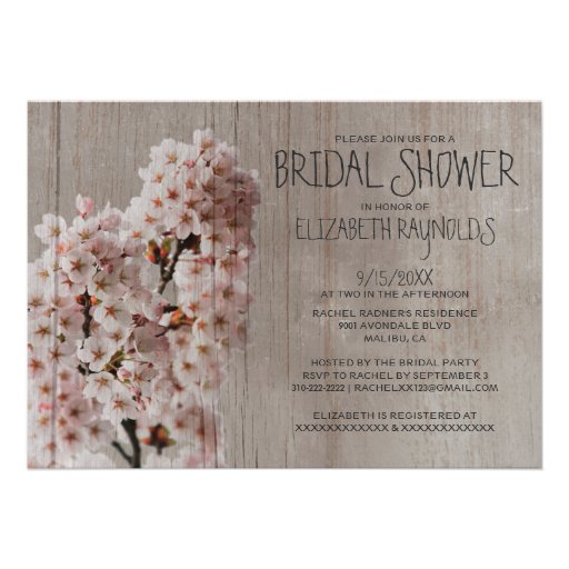 Rustic Cherry Blossom Bridal Shower Invitations