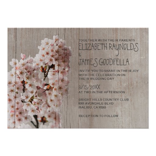 Rustic Cherry Blossom Wedding Invitations